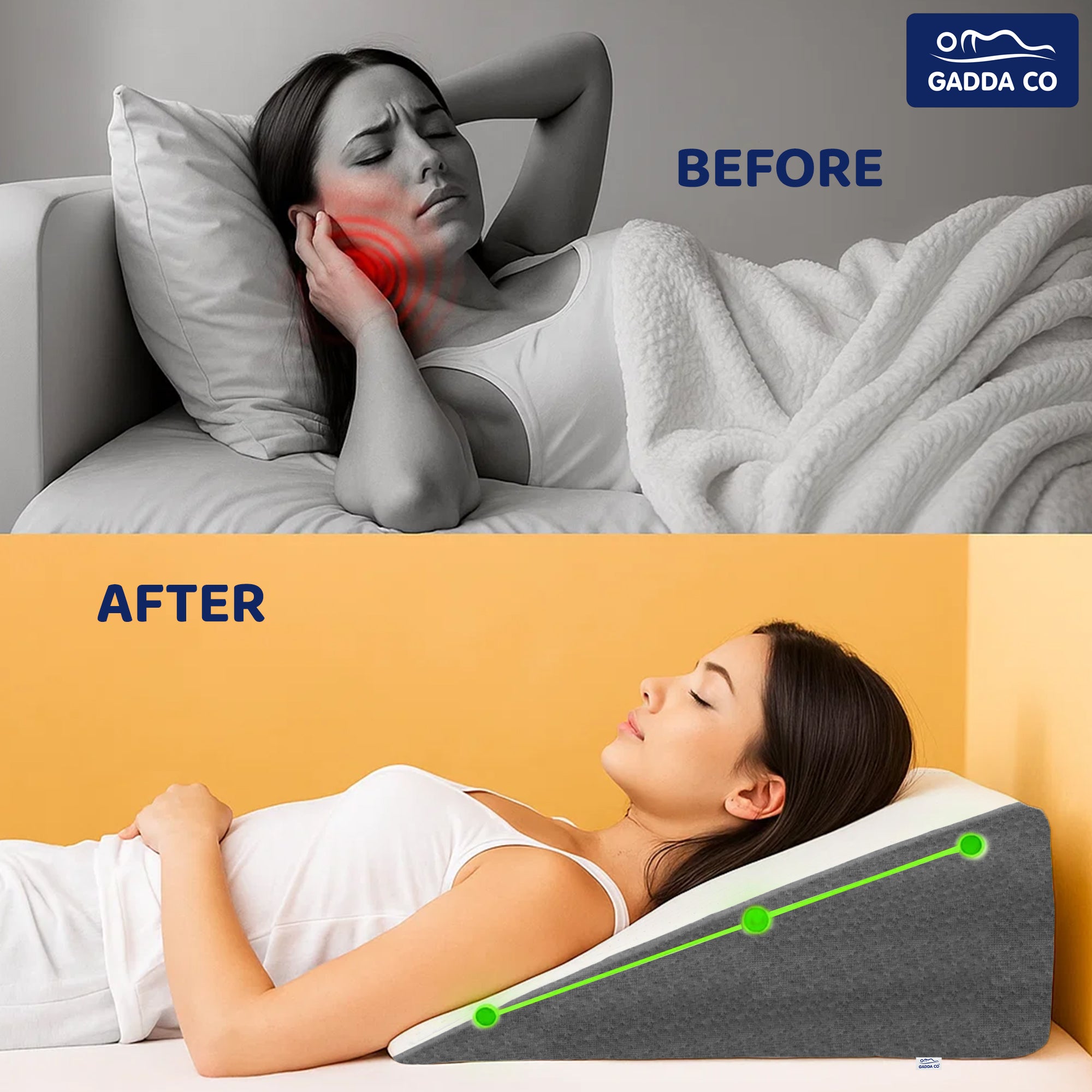 Wedge Pillow for Acid Reflux, GERD & Sleeping | GADDA CO
