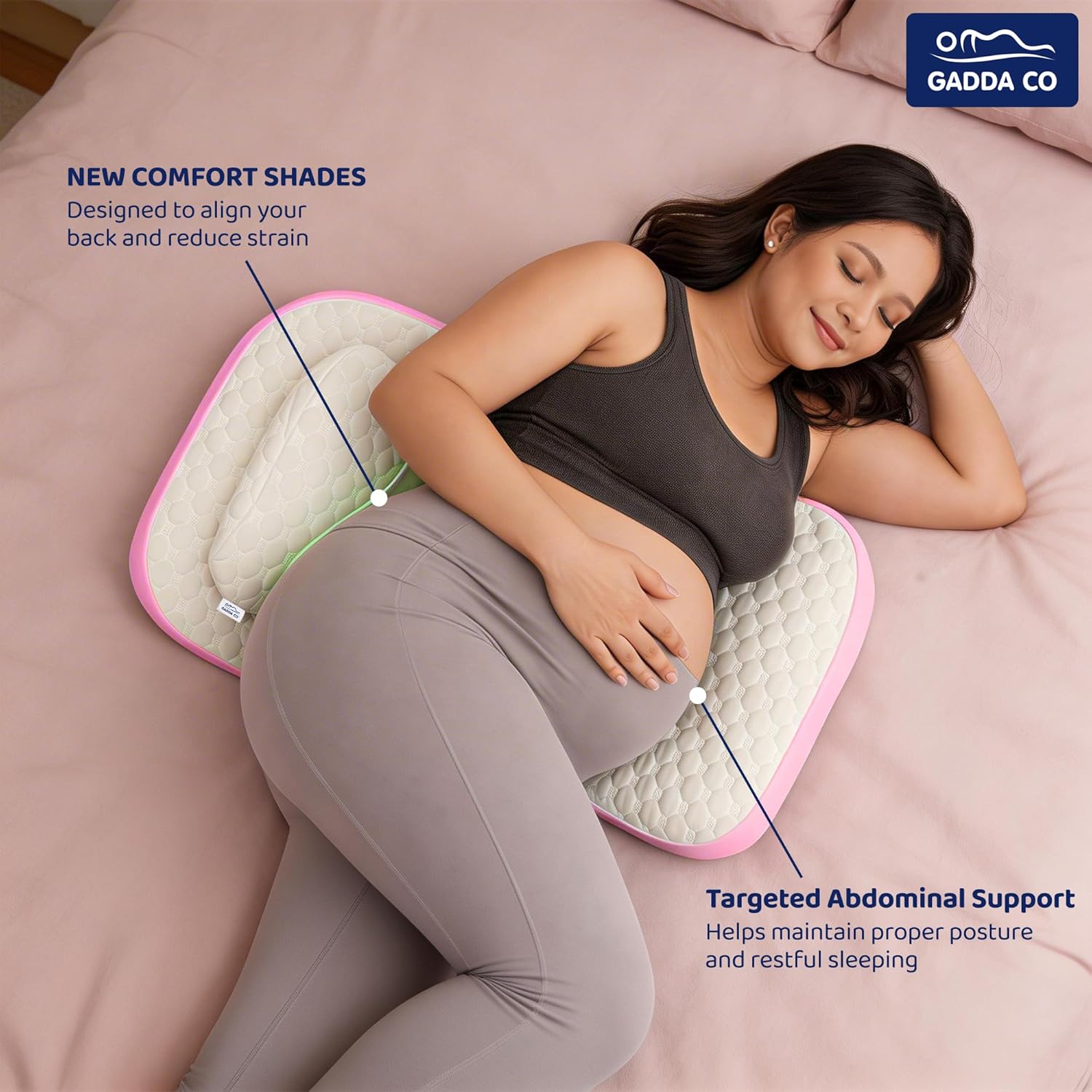 H-Shape Pregnancy Pillow — Pink | Back, Belly & Leg Support | Gadda Co