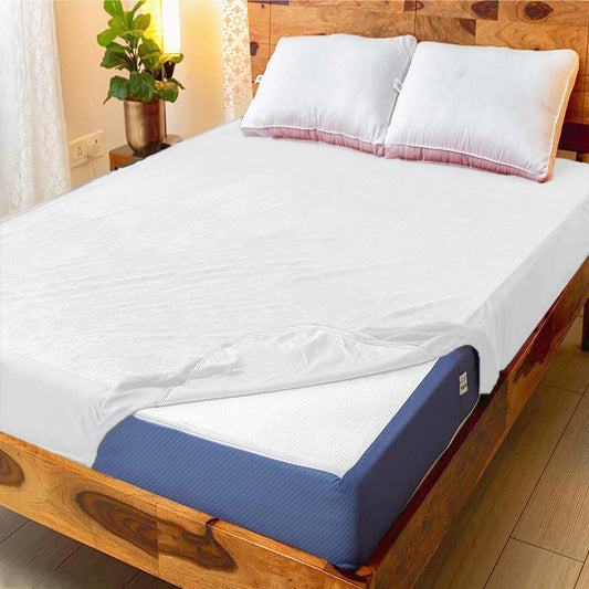 GADDA CO Cotton Feel Terry Ultra Soft Waterproof Mattress Protector - 78 * 60 - Queen Size Bed - White