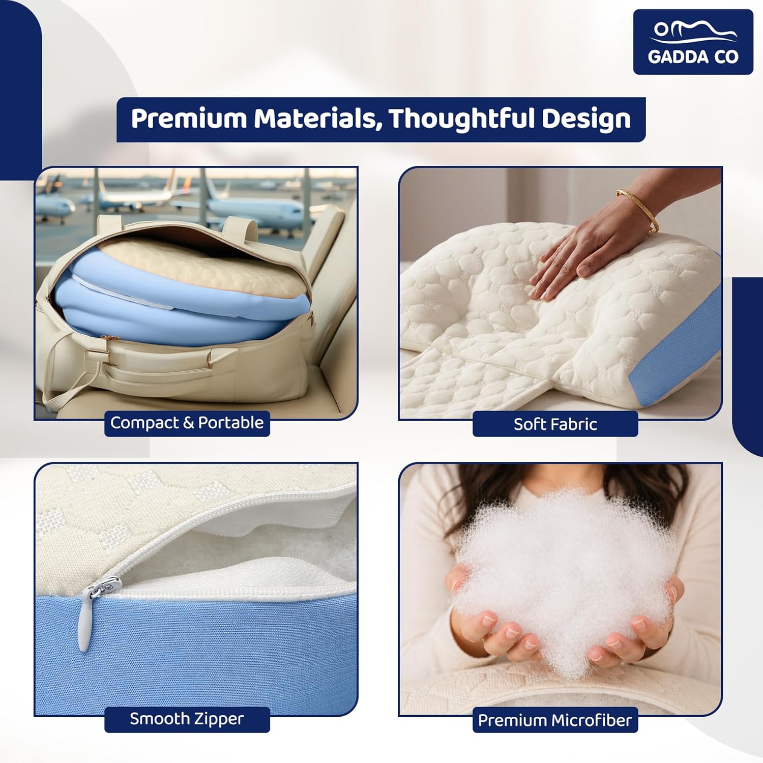 H-Shape Pregnancy Pillow — Blue | Back, Belly & Leg Support | Gadda Co