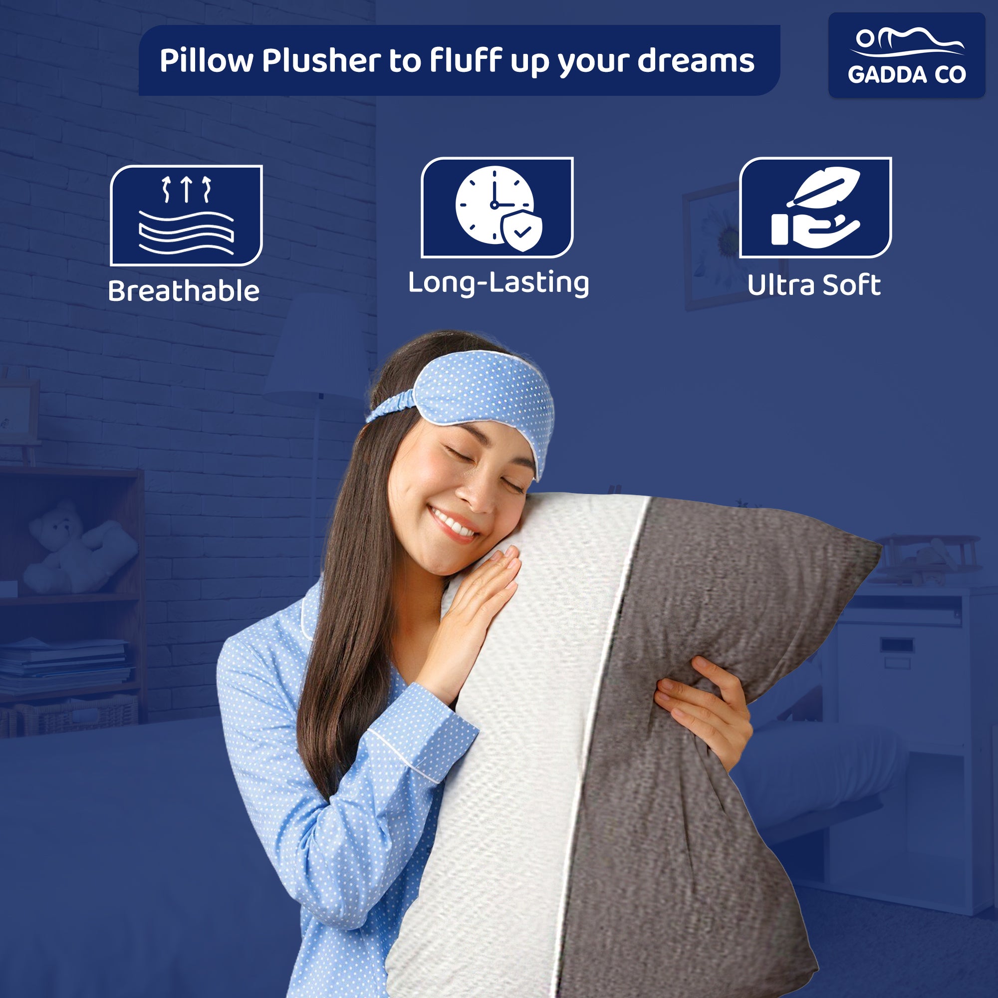Hollow Fibre Sleeping Pillow with Zip – Set of 8 | GADDA CO