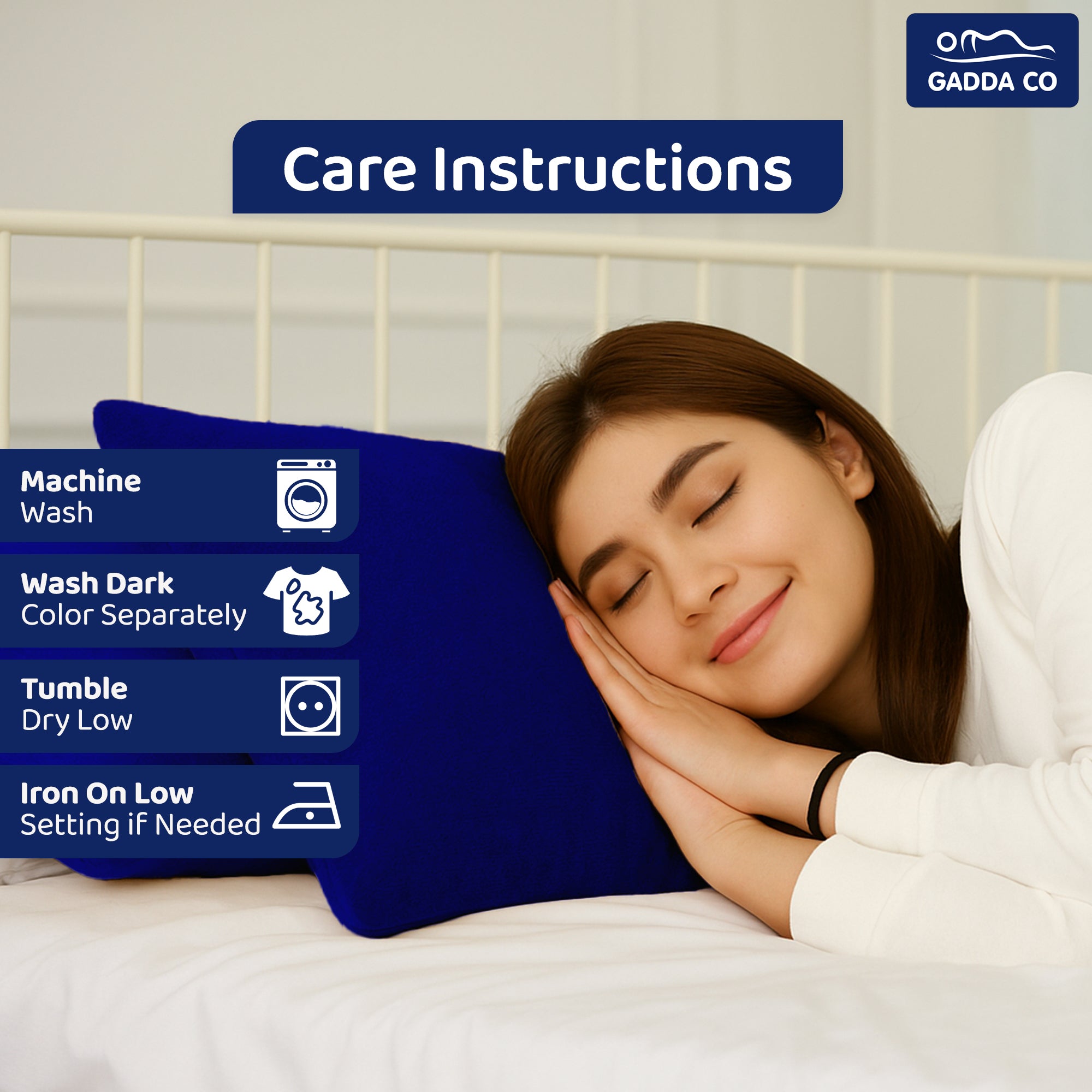 Terry Pillow Protector Cover with Zipper – Royal Blue Set of 2 | GADDA CO
