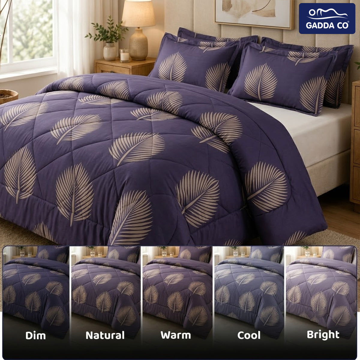Reversible AC & Winter Glace Cotton Comforter | Premium 220 GSM, 300 TC Ultra Soft Microfiber Comforter/Blanket/Quilt/Duvets for Double & King Bed | All Season | Size - 100 x 90 Inch | Plum