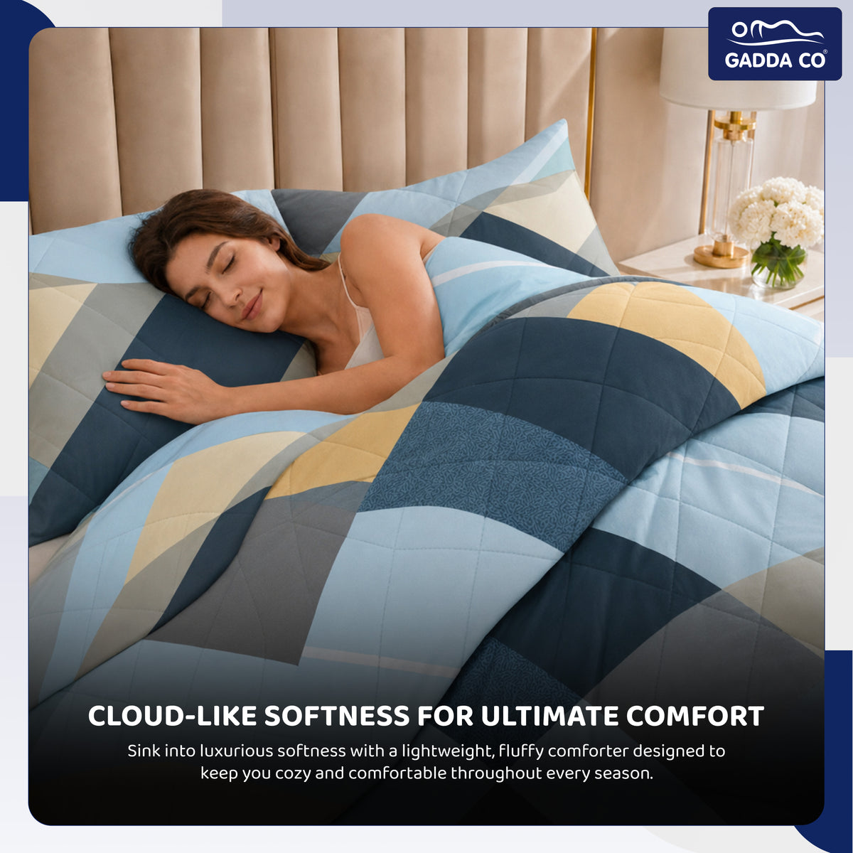 Reversible AC & Winter Glace Cotton Comforter | Premium 220 GSM, 300 TC Ultra Soft Microfiber Comforter/Blanket/Quilt/Duvets for Double Bed | All Season| King Size - 100 x 90 Inch | Sea Blue