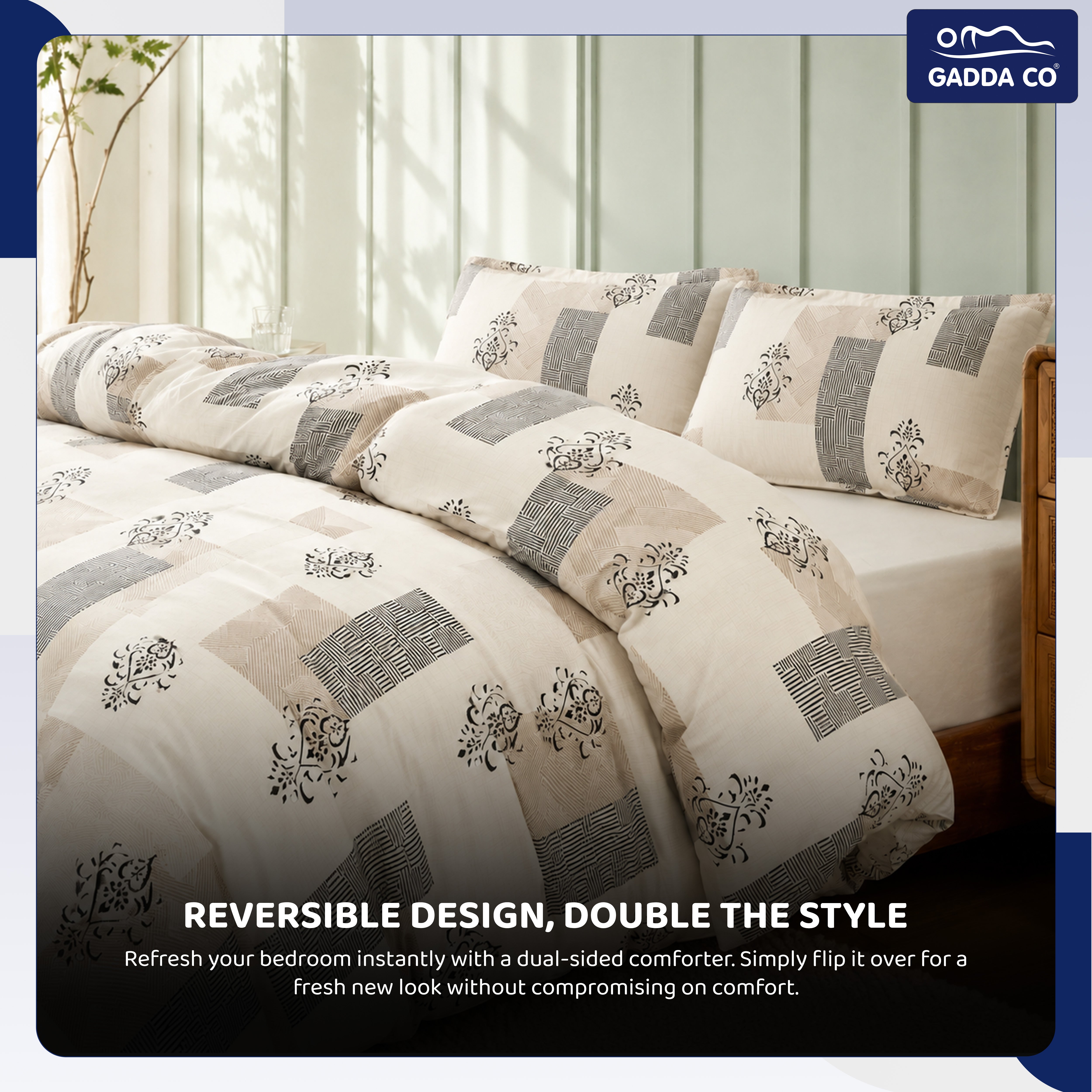 Reversible AC & Winter Glace Cotton Comforter | Premium 220 GSM, 300 TC Ultra Soft Microfiber Comforter/Blanket/Quilt/Duvets for Double Bed | All Season| King Size -100 x 90 Inch | Off White