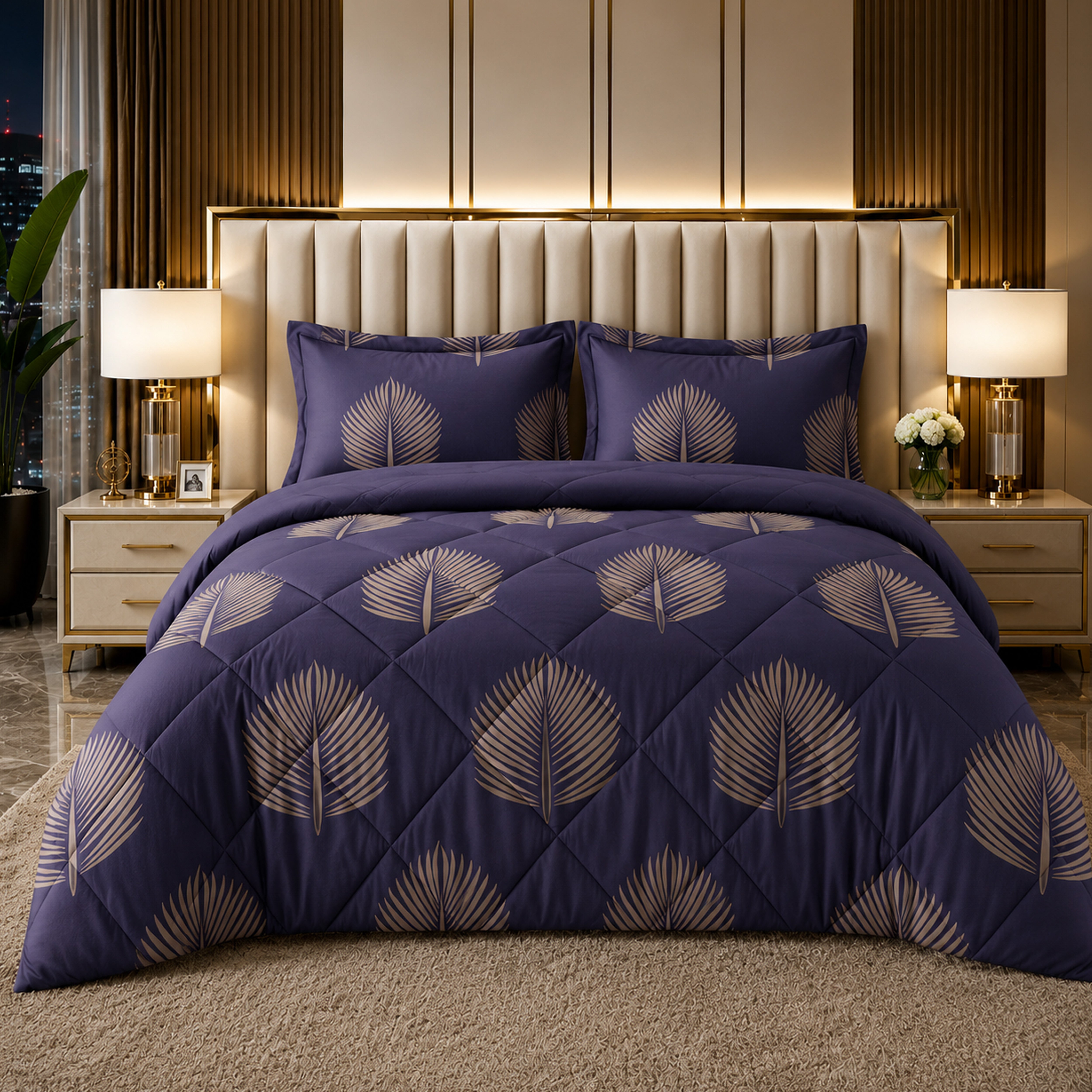 Reversible AC & Winter Glace Cotton Comforter | Premium 220 GSM, 300 TC Ultra Soft Microfiber Comforter/Blanket/Quilt/Duvets for Double & King Bed | All Season | Size - 100 x 90 Inch | Plum