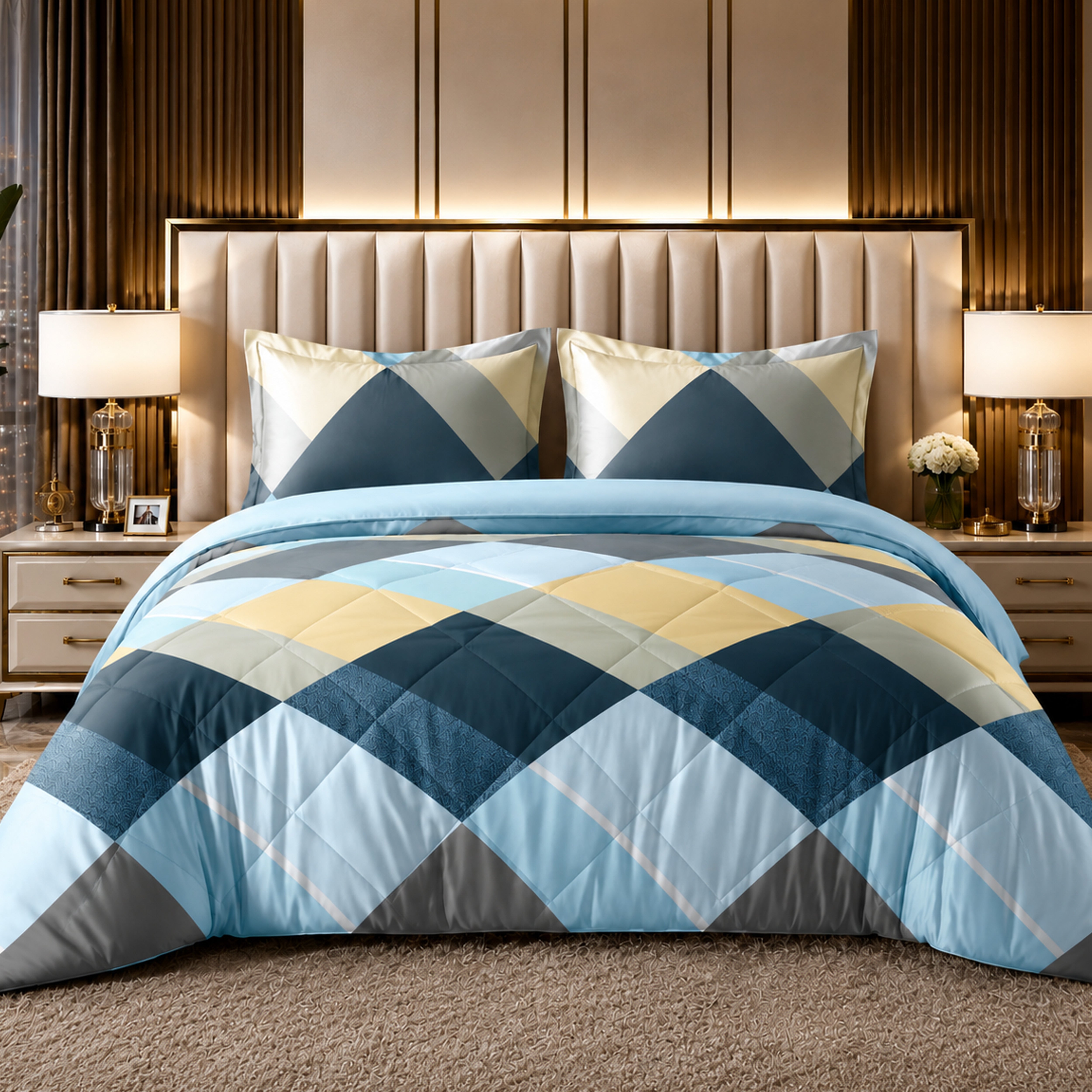 Reversible AC & Winter Glace Cotton Comforter | Premium 220 GSM, 300 TC Ultra Soft Microfiber Comforter/Blanket/Quilt/Duvets for Double Bed | All Season| King Size - 100 x 90 Inch | Sea Blue