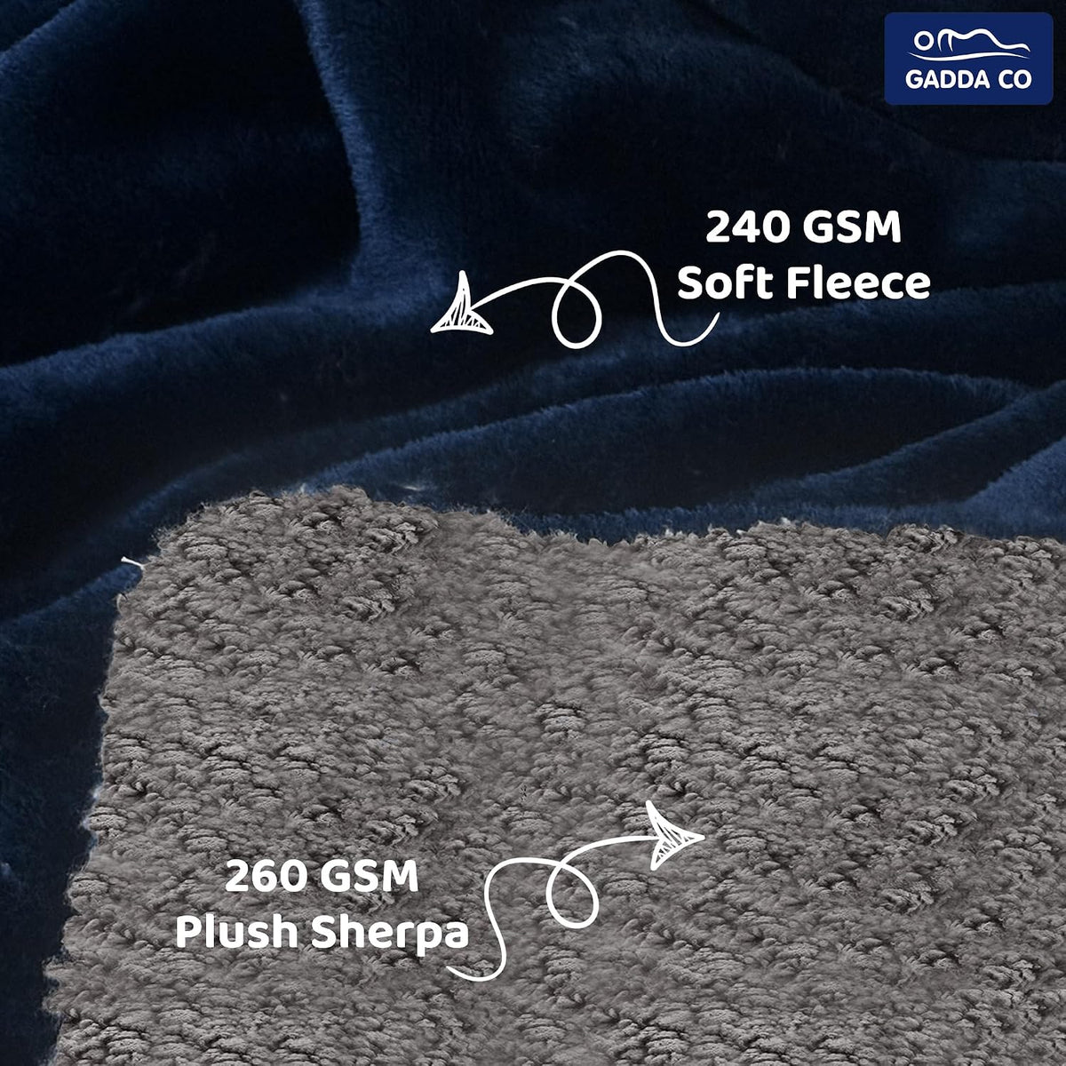 GADDA CO Super Soft Flannel Sherpa Reversible Blanket/Comforter/Dohar for Double Bed 220 x 228 cm