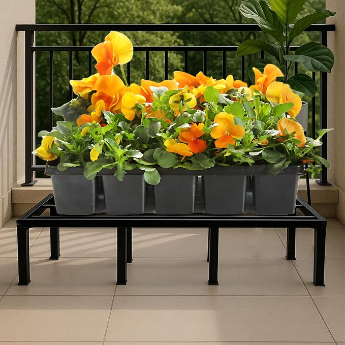 Gadda Co. Heavy-Duty Heavy-Duty Rectangular Iron Plant Stand (Pack of 4) | 60 x 22 x 11 cm