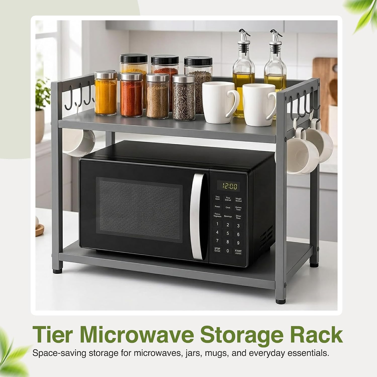 GADDA CO Metal Microwave Stand [60x40x50cm] Grey