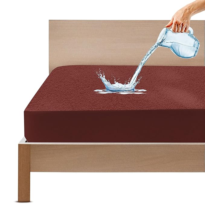 Gadda Co Premium Ultra-Soft Single Bed Waterproof Mattress Protector Coffee Brown
