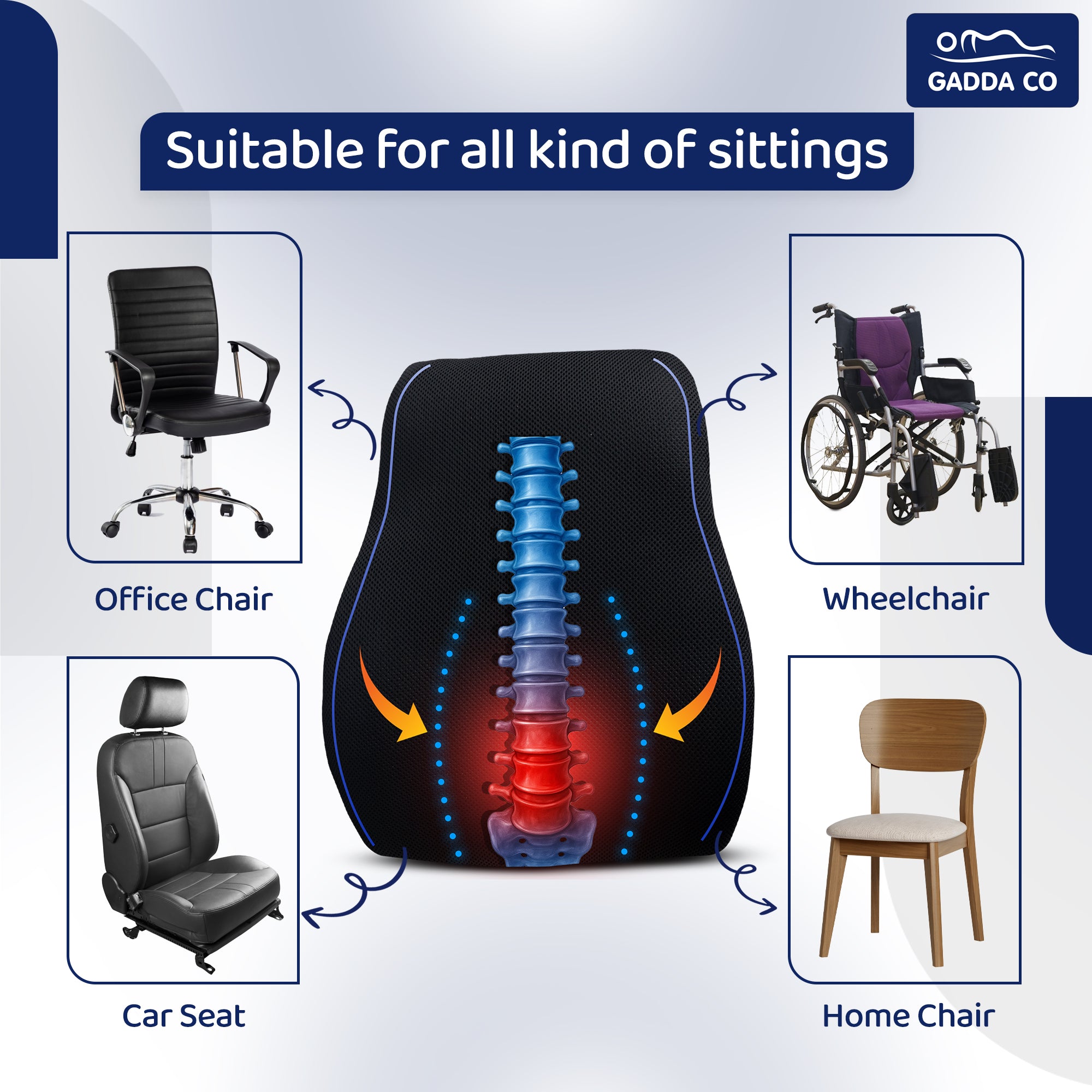Lumbar Back Support Cushion for Car Seat | GADDA CO