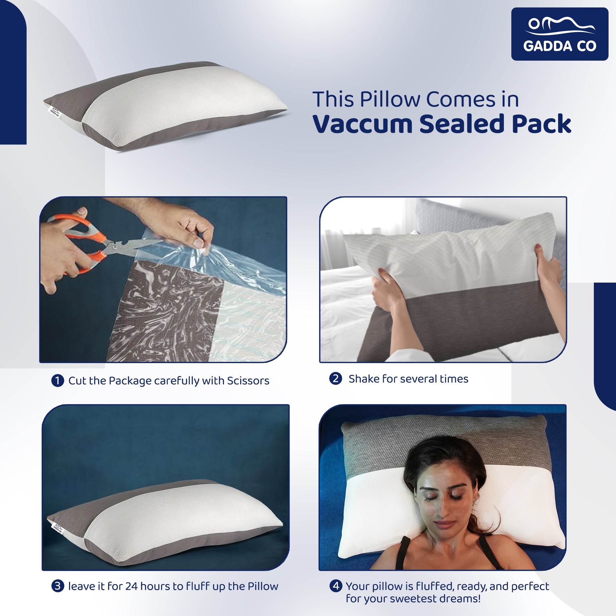 Hollow Fibre Sleeping Pillow with Zip – Set of 8 | GADDA CO