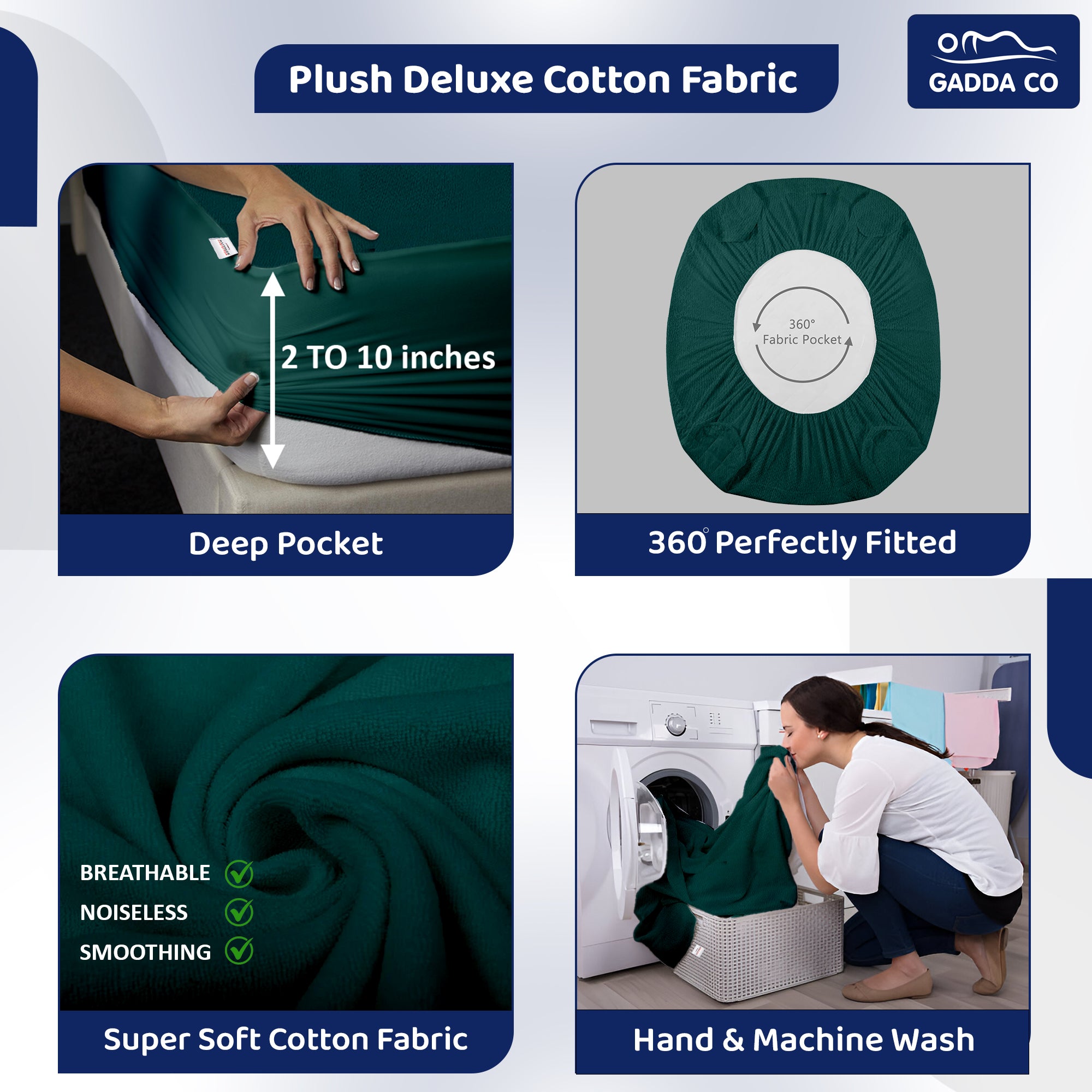 Bamboo Feel Waterproof Mattress Protector Queen Bed 78x60 – Peacock | GADDA CO