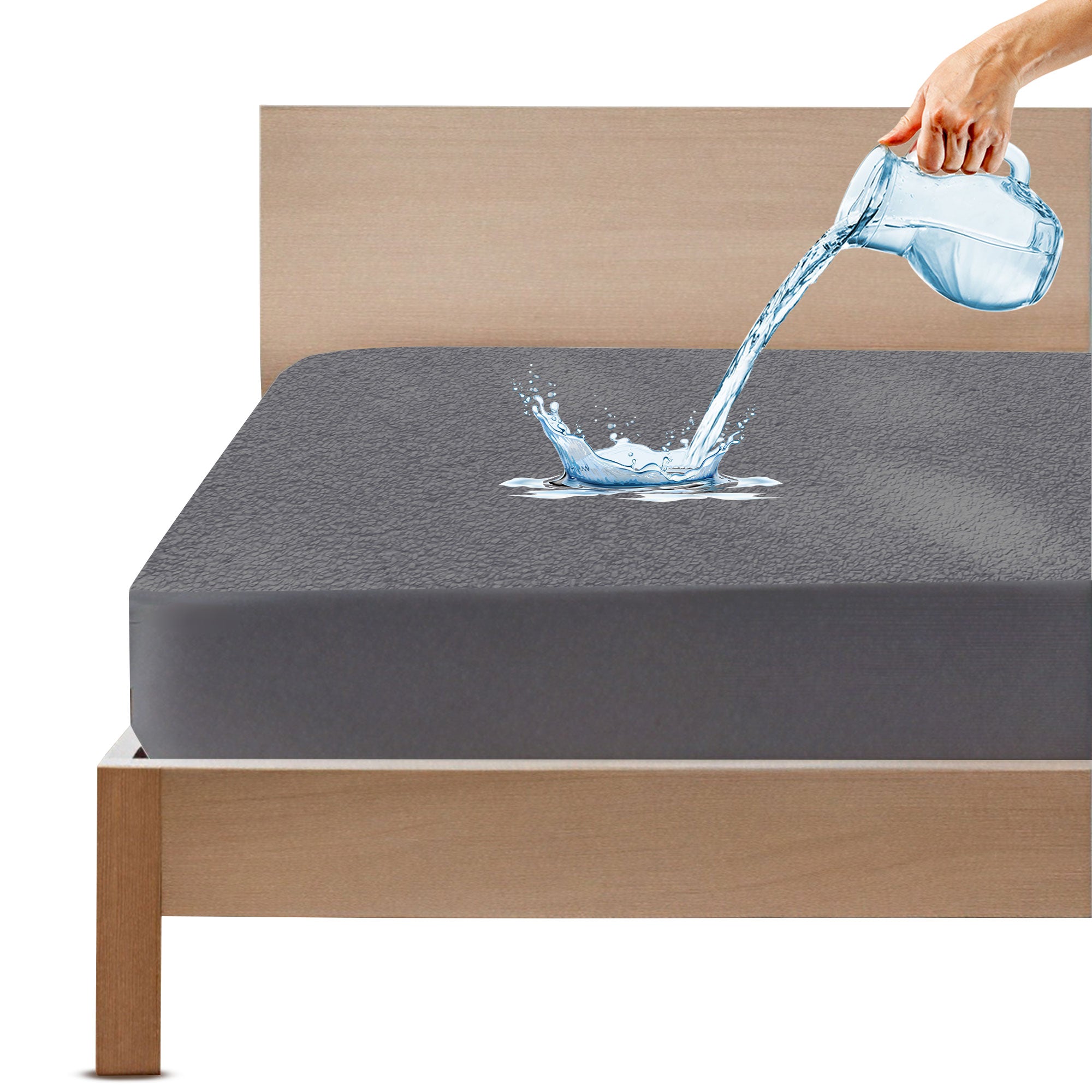 Bamboo Feel Waterproof Mattress Protector Double Bed 72x72 – Grey | GADDA CO