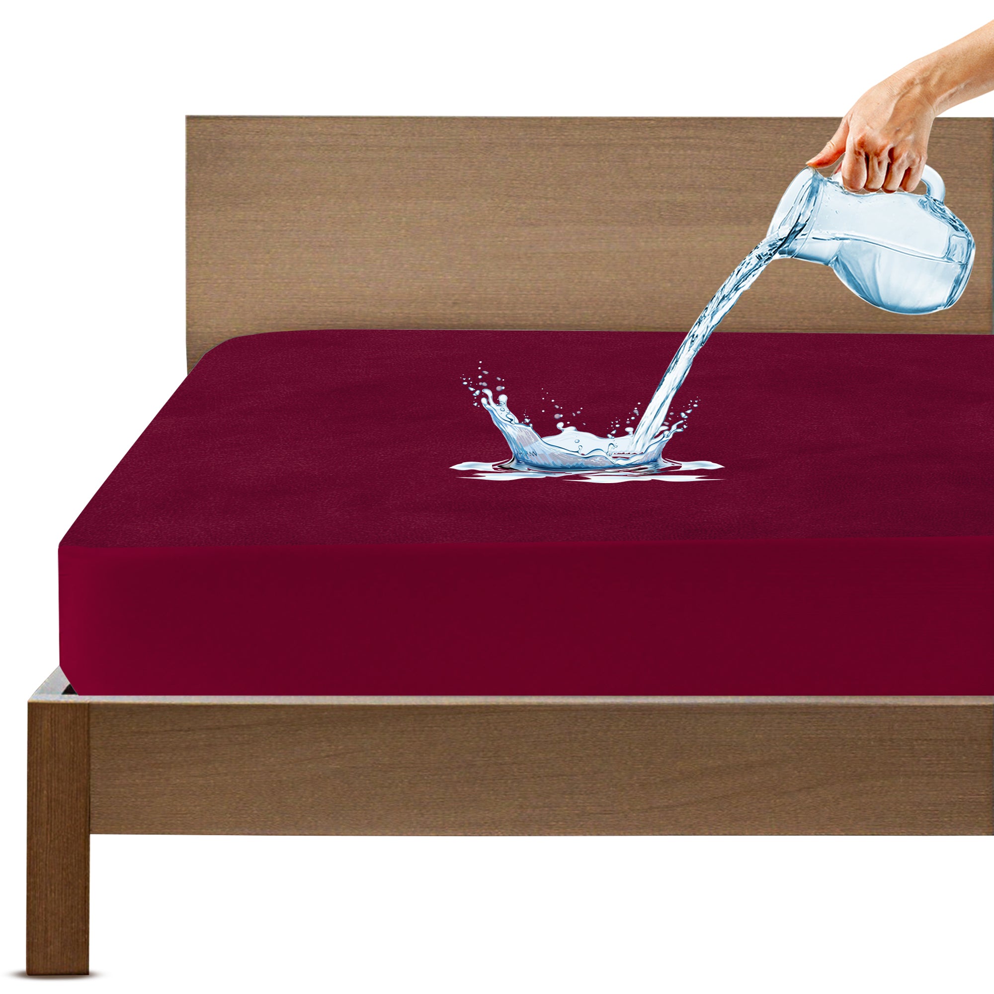 Bamboo Feel Waterproof Mattress Protector Double Bed 72x72 – Beetroot | GADDA CO