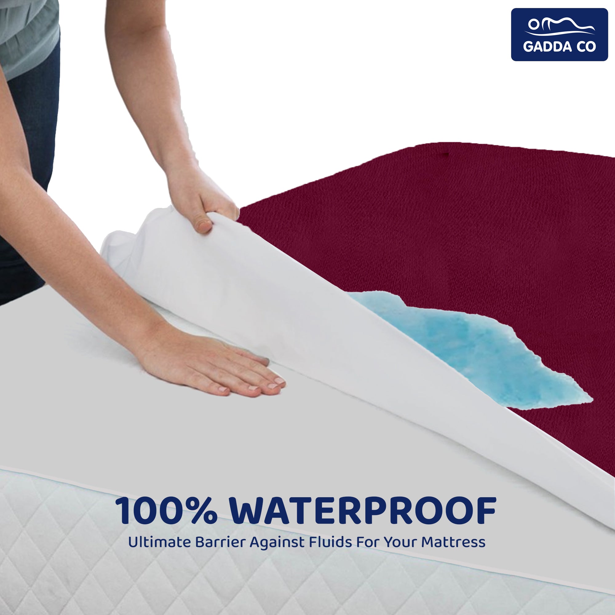 Bamboo Feel Waterproof Mattress Protector Double Bed 72x72 – Beetroot | GADDA CO