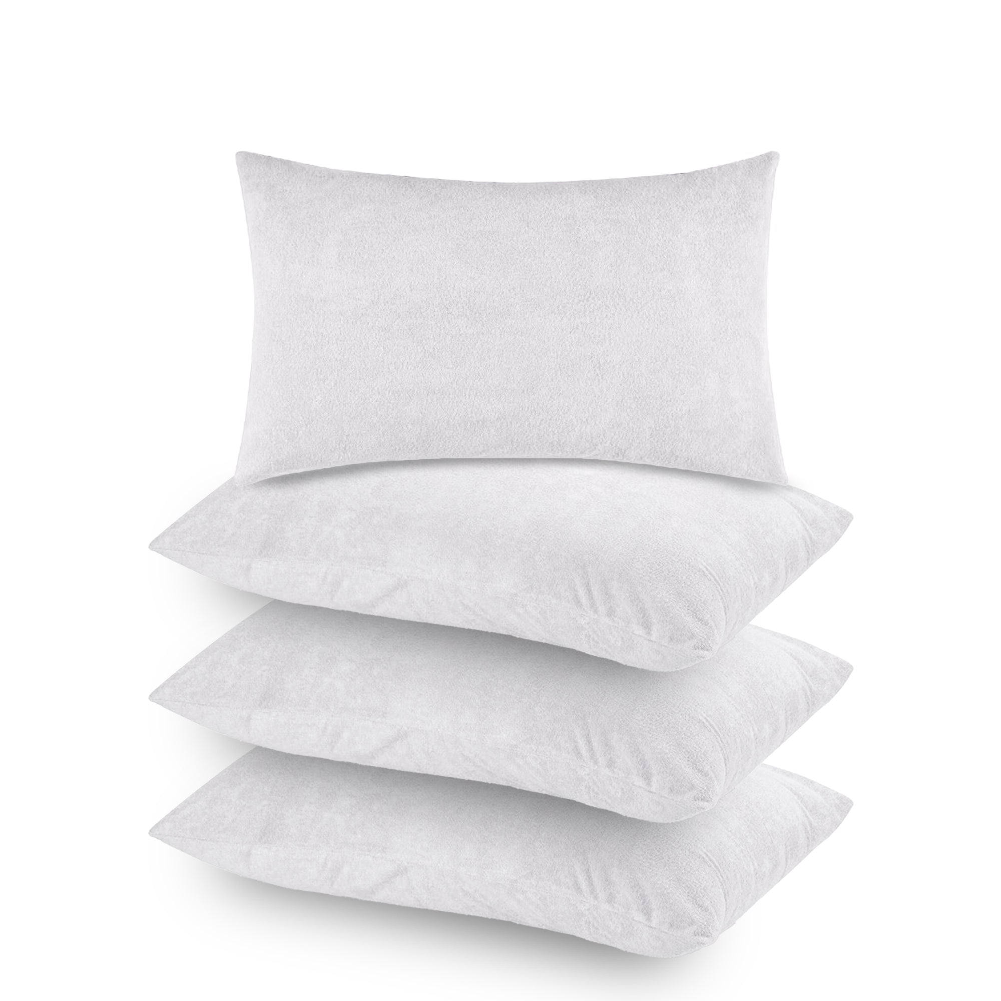 Terry Pillow Protector Cover with Zipper – White Set of 4 | GADDA CO