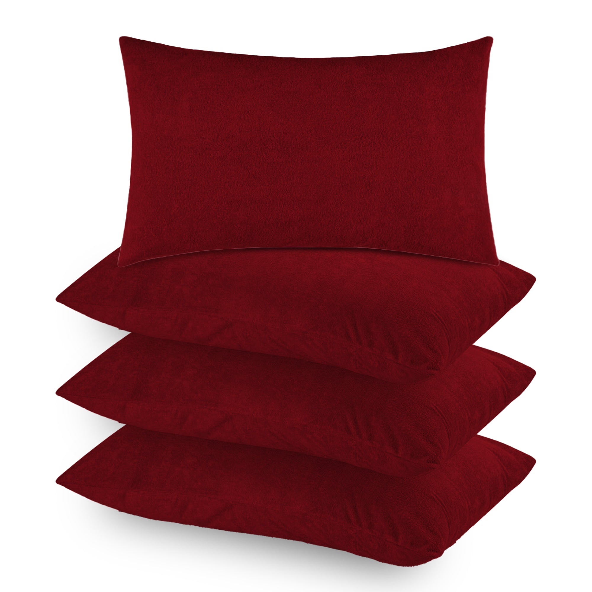 Terry Pillow Protector Cover with Zipper – Maroon Set of 4 | GADDA CO