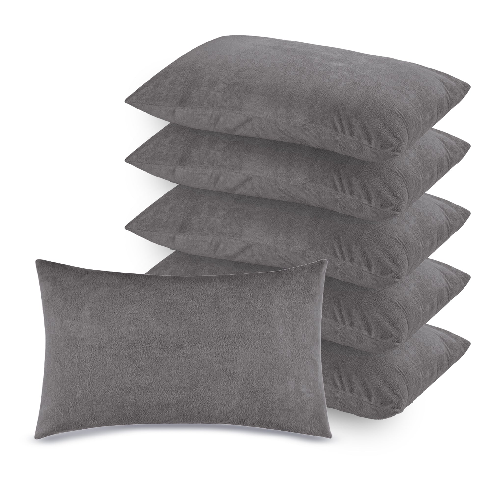 Terry Pillow Protector Cover with Zipper – Grey Set of 6 | GADDA CO