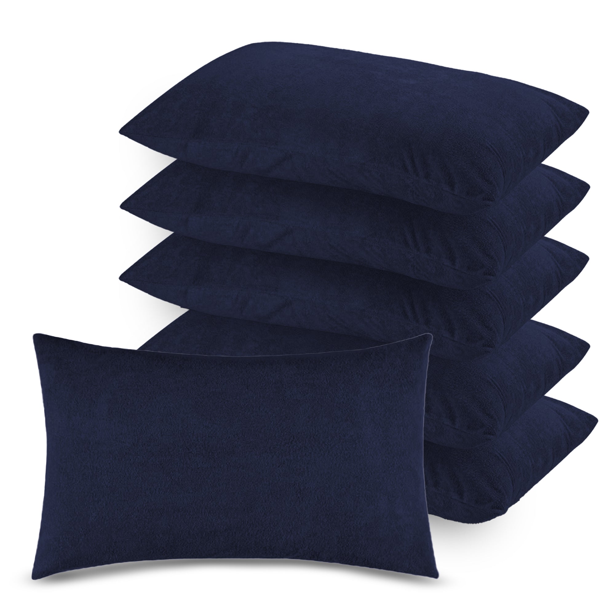 Terry Pillow Protector Cover with Zipper – Dark Blue Set of 6 | GADDA CO