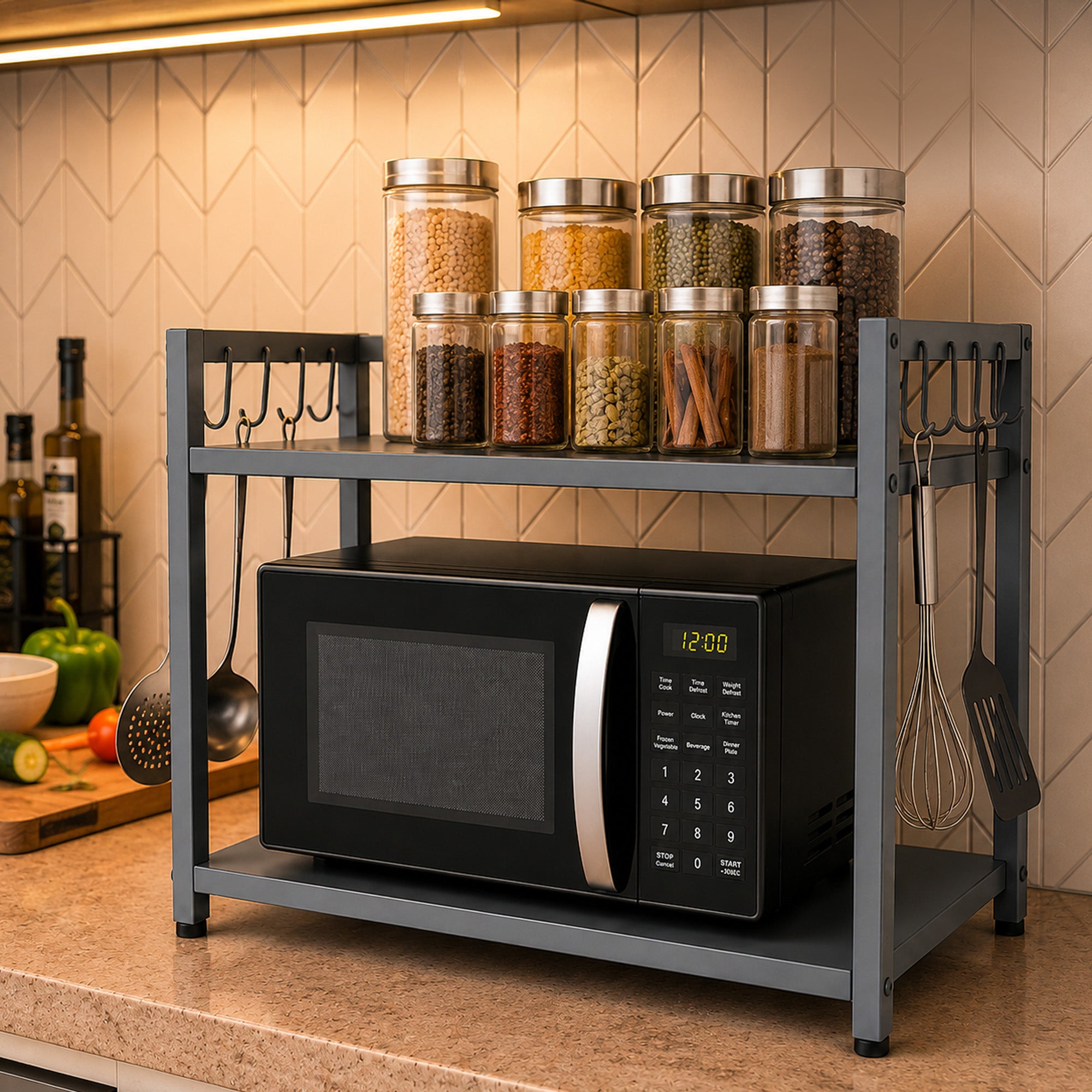 GADDA CO Metal Microwave Stand [60x40x50cm] Grey