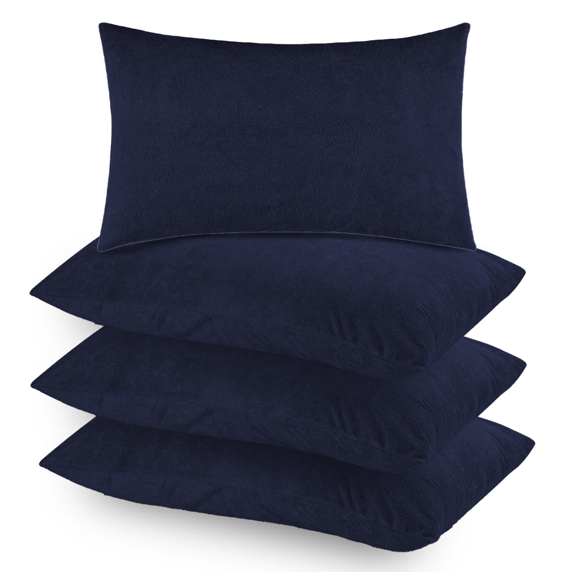 Terry Pillow Protector Cover with Zipper – Dark Blue Set of 4 | GADDA CO