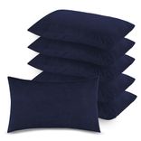 Terry Pillow Protector Cover with Zipper – Dark Blue Set of 6 | GADDA CO