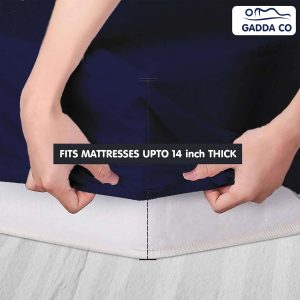 GADDA CO Terry Cotton Feel Ultra Soft Water Resistant Mattress Bed Protector Cover with Breathable and Stretchable Mattress Topper - 78 X 48 Inch / 6.5 X 4 Feet – Twin/Single Bed – Dark Blue