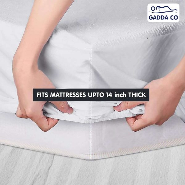 GADDA CO Mattress Protector, Waterproof Cotton Feel Terry Ultra Soft Bed Cover, Breathable Elastic Fitted Mattress Topper - 78 X 36 Inch / 6.5 X 3 Feet, Single Bed – White