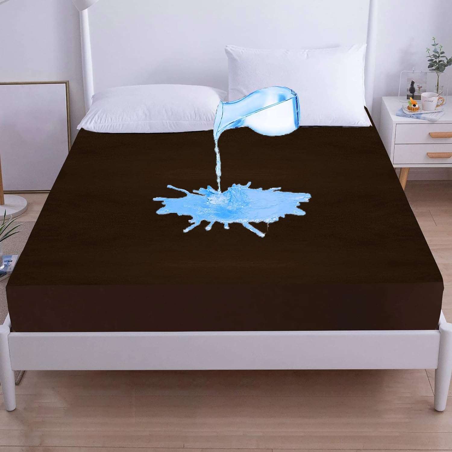 GADDA CO Waterproof Bed Protector Mattress Topper for Duble Bed Cover - 72 * 75 - Coffee