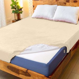 GADDA CO 100% Waterproof Mattress Protector King Size | Cotton Feel Terry 78x72 inch Ultra Soft Breathable Hypoallergenic Mattresses Cover with Elastic Fitted (6.5x6 feet, Beige, Fits Upto 10 Inches)