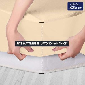 GADDA CO Water Resistant Fitted Mattress Protector | Soft Terry Cotton Mattress Cover | Breathable and Hypoallergenic | Elastic Fitted Bed Cover 72 X 36 Inch, 6 X 3 Feet - Single Bed, Beige