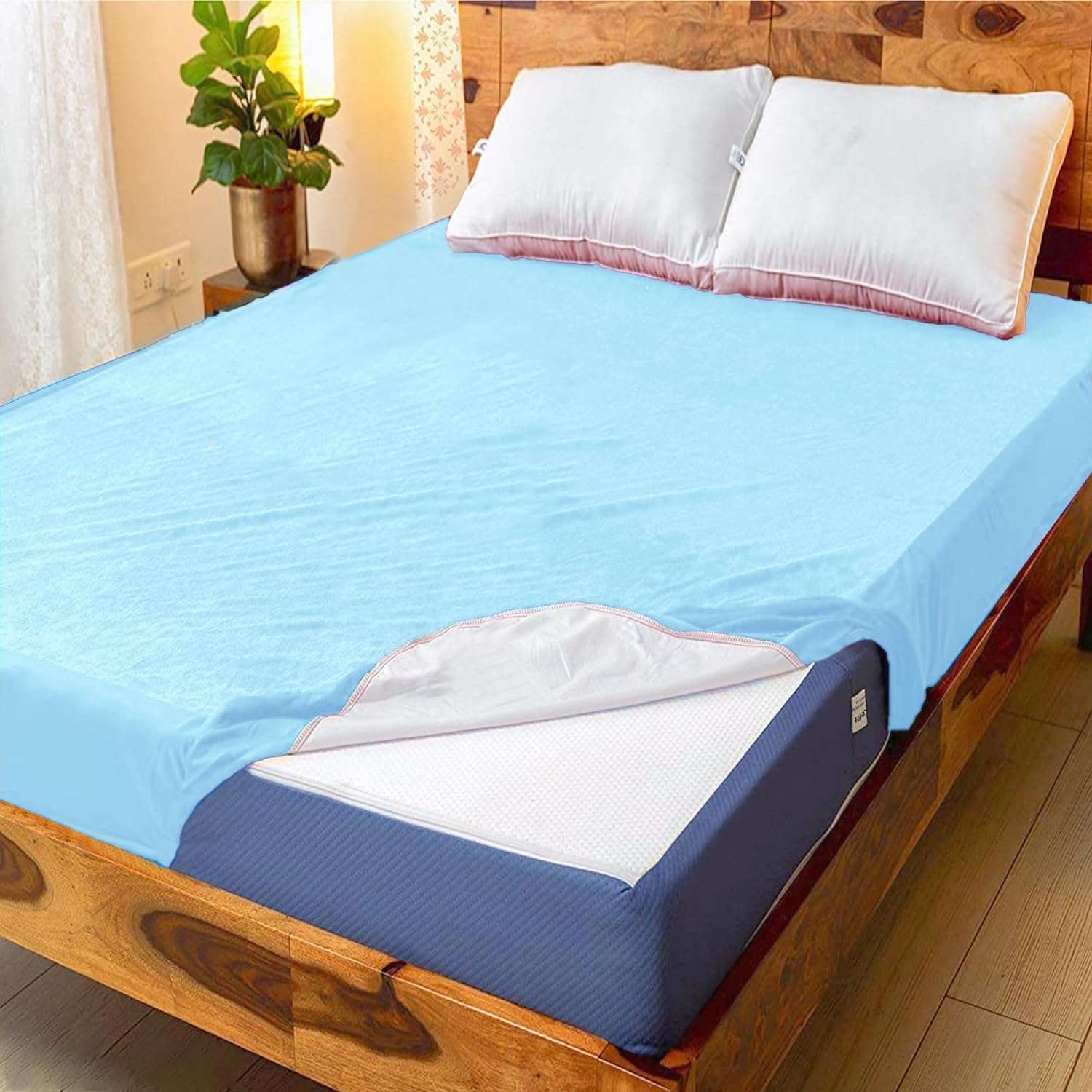 Water resistant double bed protector