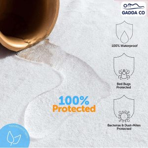 GADDA CO Mattress Protector, Waterproof Cotton Feel Terry Ultra Soft Bed Cover, Breathable Elastic Fitted Mattress Topper - 78 X 36 Inch / 6.5 X 3 Feet, Single Bed – White