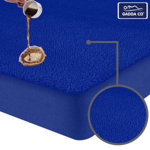GADDA CO Cotton Waterproof Mattress Protector, Breathable & Elastic Fitted Bands Bed Cover - 78 X 36 Inch / 6.5 X 3 Feet, Single Bed – Royal Blue
