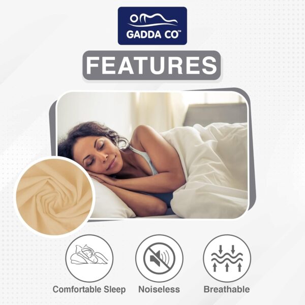 GADDA CO 100% Waterproof Mattress Bed Cover with Protector, Terry Cotton Breathable and Ultra Soft Elastic Fitted Bed Cover - 78 X 48 Inch / 6.5 X 4 Feet – Twin/Single Bed – Beige