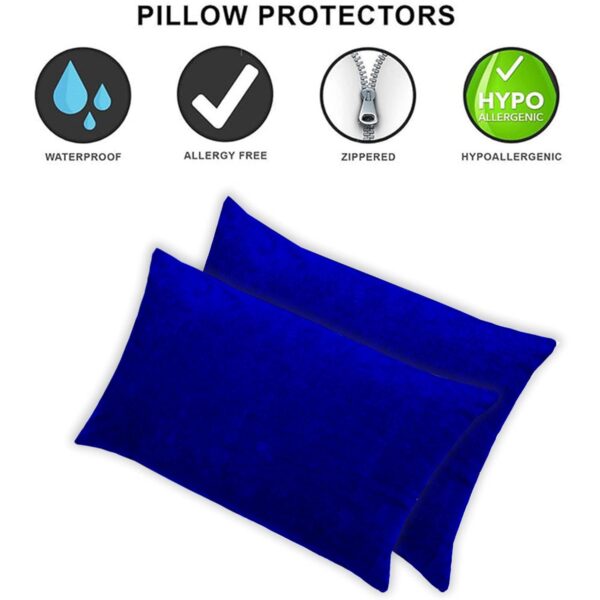 GADDA CO Dust Mite and Bed Bug Resistant Pillow Cover, Zippered Pillowcase for Waterproof Protection - Standard Size 18 X 28 Inch - Royal Blue - Set of 2