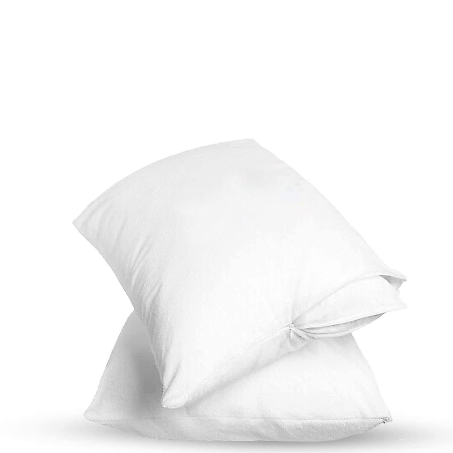 GADDA CO Water Resistant Pillow Cover with Cotton Terry Ultra Soft, Pillow Protector Against Bed Bugs and Dust Mites – Standard Size - 18 X 28 Inch - White - Set of 2