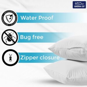 GADDA CO Water Resistant Pillow Cover with Cotton Terry Ultra Soft, Pillow Protector Against Bed Bugs and Dust Mites – Standard Size - 18 X 28 Inch - White - Set of 2